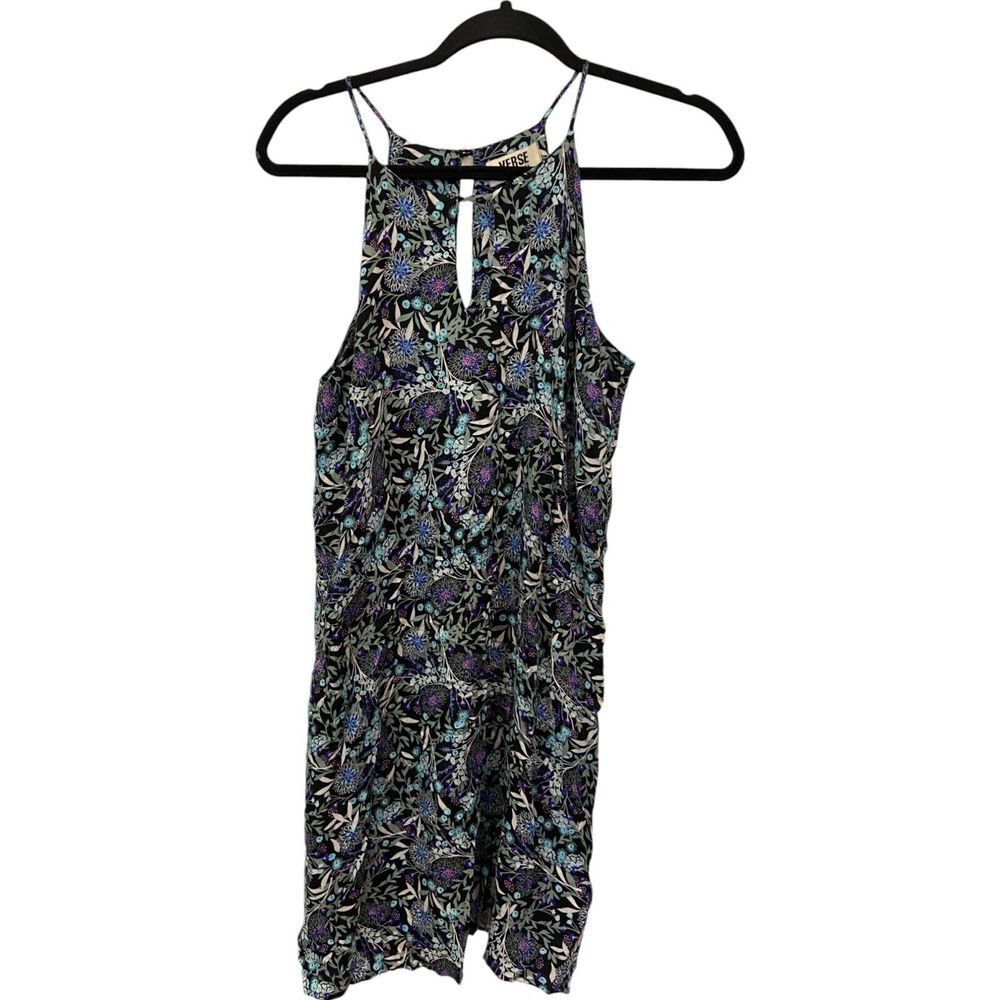 Verse Halter Neck Dress Multicolor Floral Womens Size S Sleeveless Keyhole Y2K